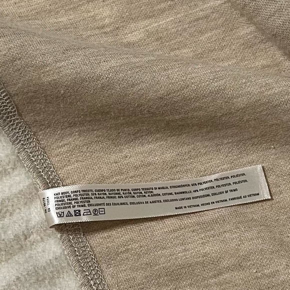 Saturday Sunday Taupe & Cream Cardigan with Fringe Size XS - Picture 4 of 8